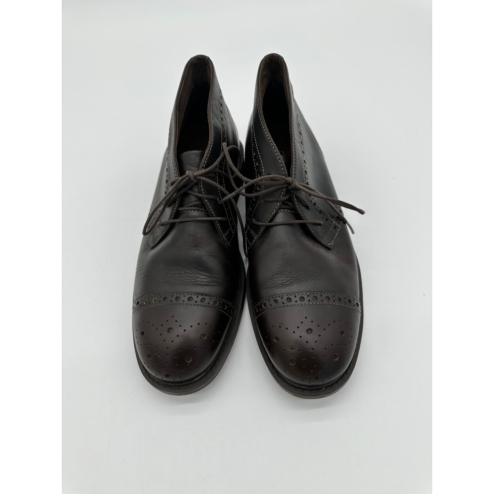 Dunham Chukka Boots Mens Cap Toe Brogue Leather Ankle Shoes Brown 8 4E